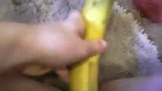 Sexy Kleine Macht Es Sich Mit Banane