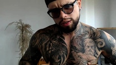 Colossal Black tattoo masturbating Part 2 doing a Cam Show