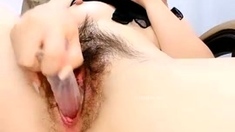Amateur Asian hairy pussy banged